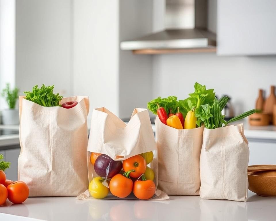 Herbruikbare zakken voor voedselopslag zonder plastic