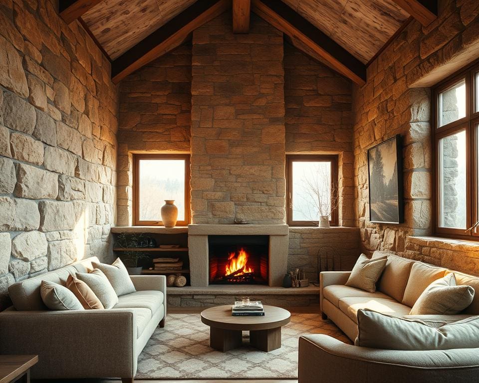 Hoe gebruik je steen om warmte te benadrukken?