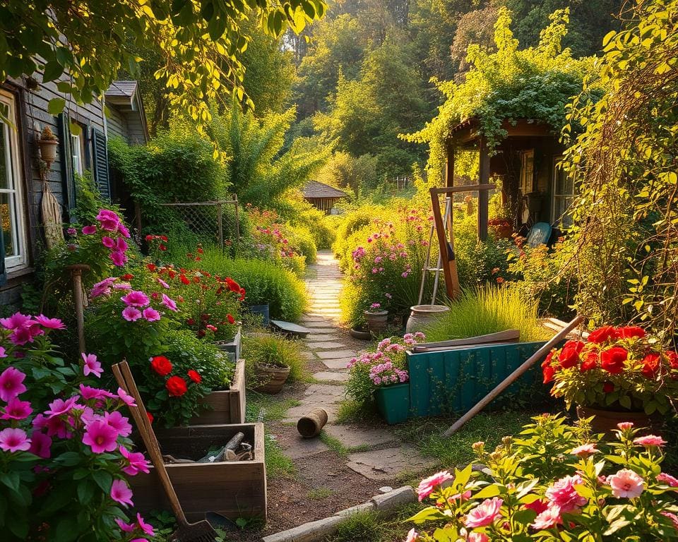 Wat maakt een rommelige tuin juist karaktervol?