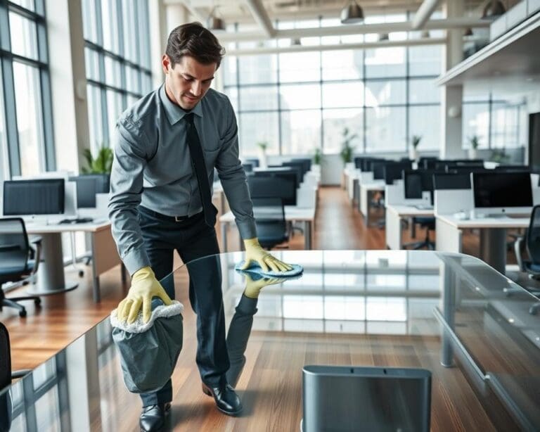 Wat doet een schoonmaker bij zakelijke panden?