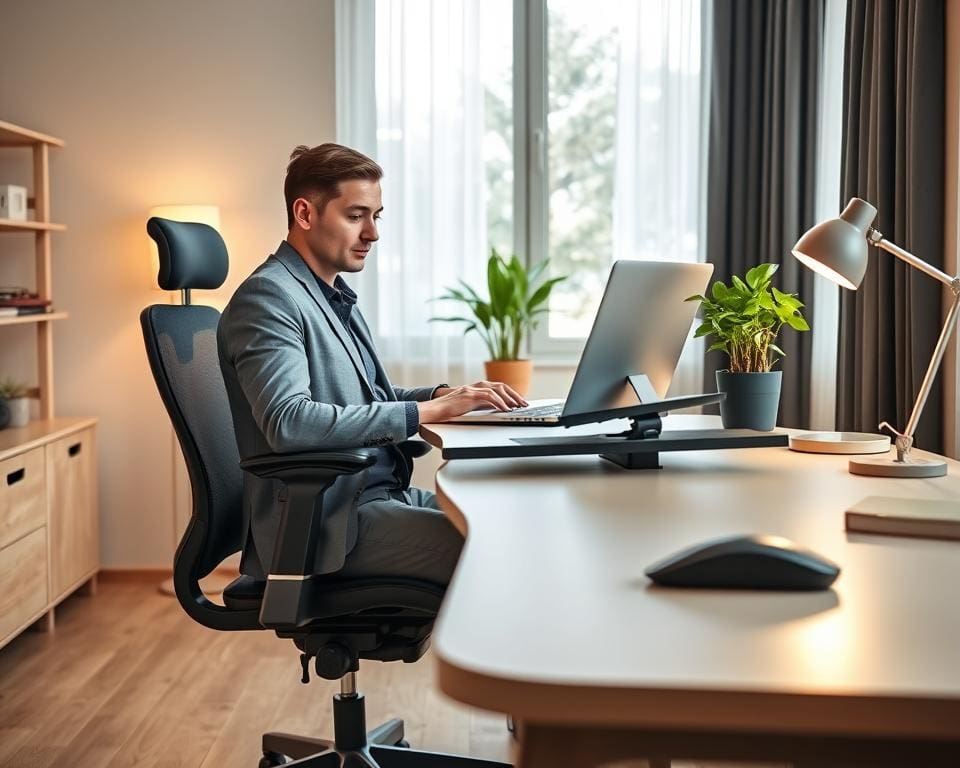 Thuiswerken met een ergonomisch bureau