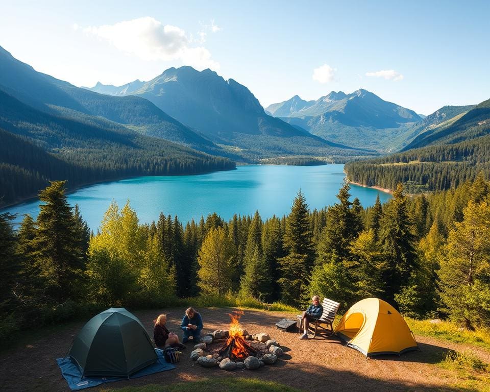camping aan een bergmeer